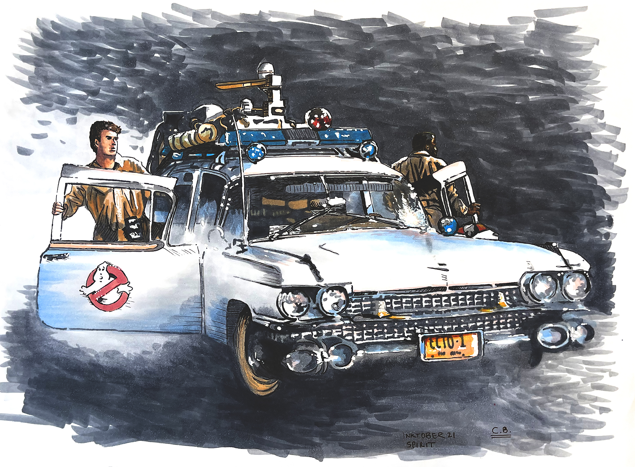 Drawing of Ghostbuster car