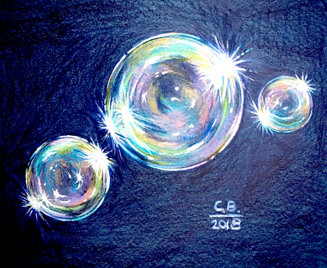 pastel drawing of bubbles