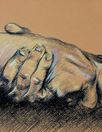 pastel drawing of hands clasped