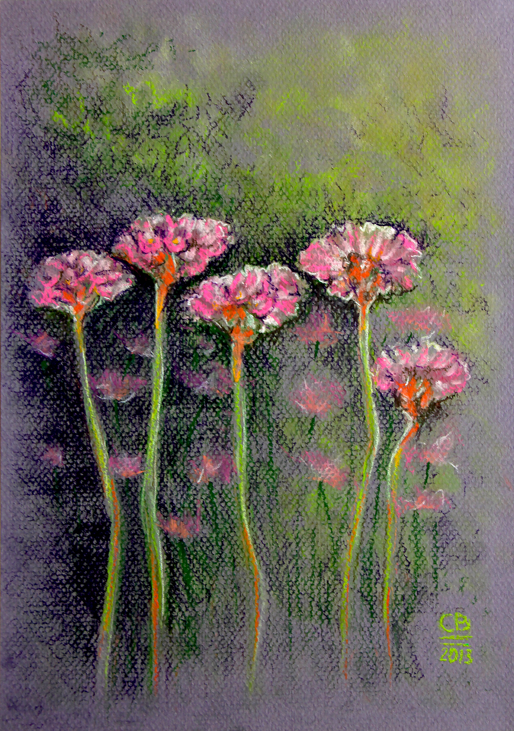 pastel drawing of flowers