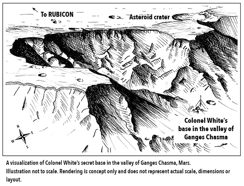 map of fictionalized Mars base, Ganges Chasma from We Are Mars by Cheryl Lawson