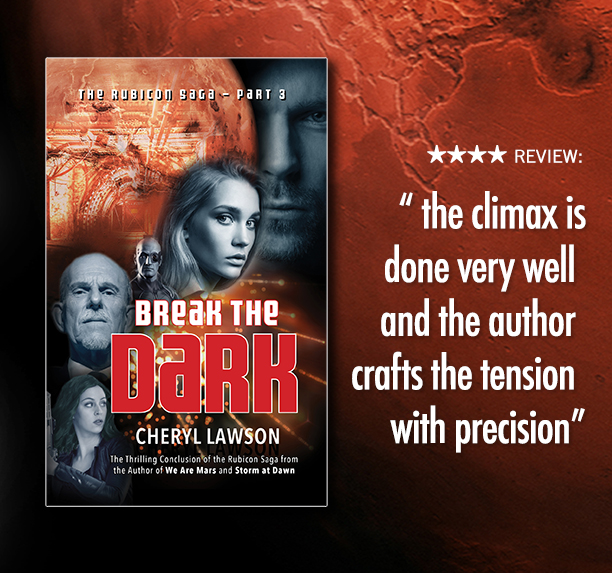 Break the Dark book on background picture of Mars