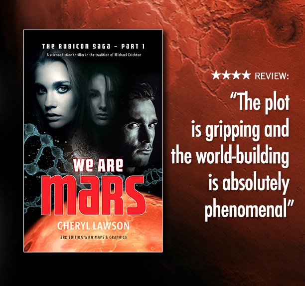 We Are Mars book on a background image of Mars