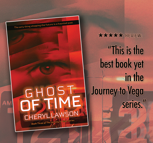Ghost of Time book against numbers and eye background