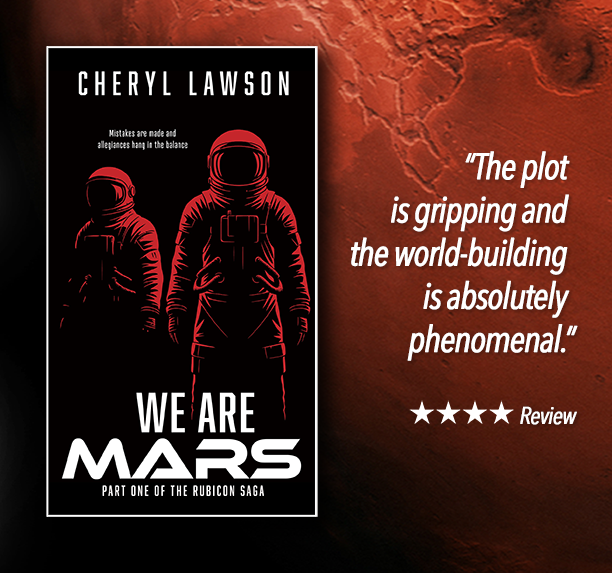 We Are Mars book on a background image of Mars