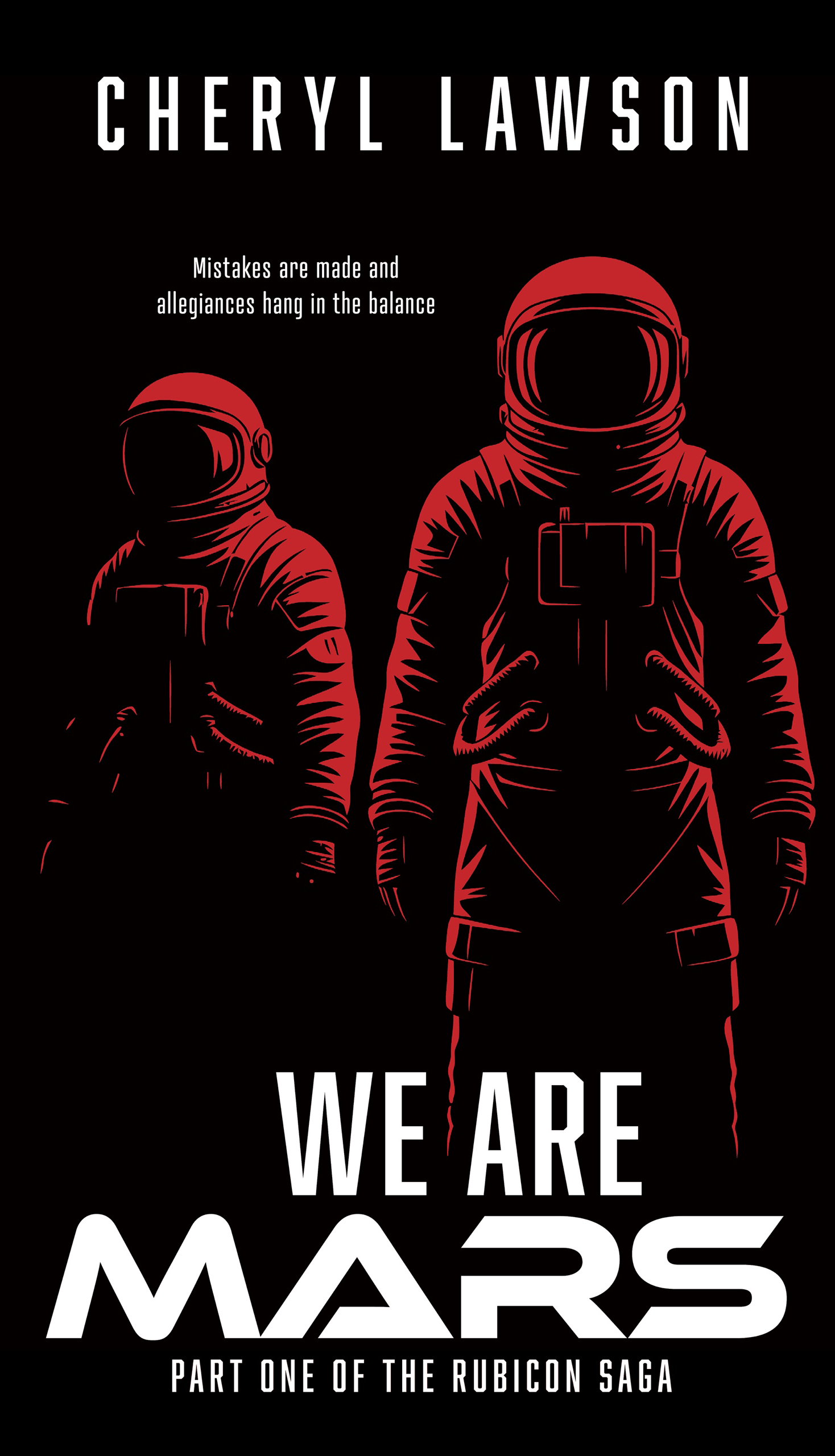 We Are Mars 4th edition cover with two red astronauts illustrated on black cover with words We Are Mars beneath them