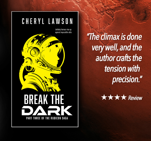 Break the Dark book on background picture of Mars